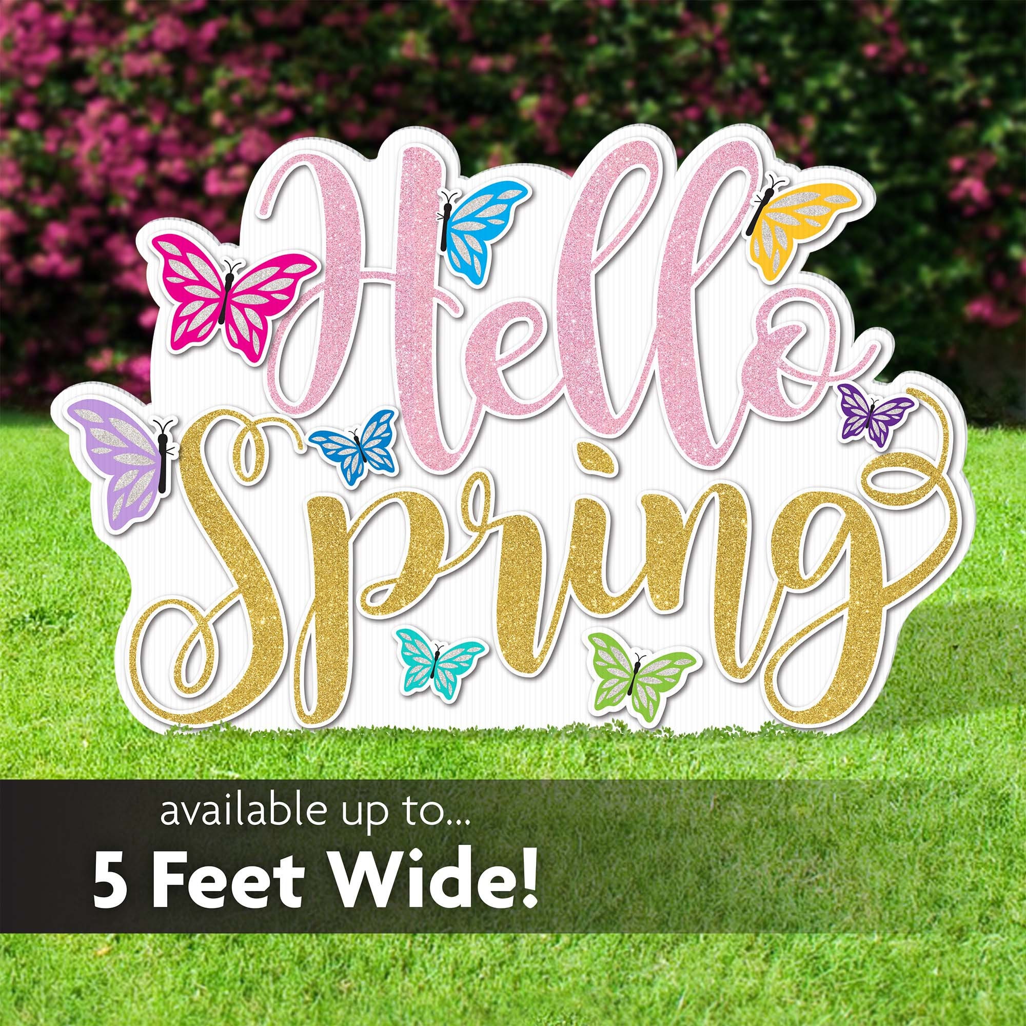 Hello Spring Yard Sign, Butterfly Lawn Decoration, Spring Party
