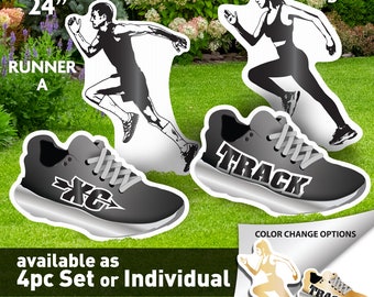 Cross Country - Track Lawn Signs, Sports Party Decor, Booth Prop, 24", 4 set or individual