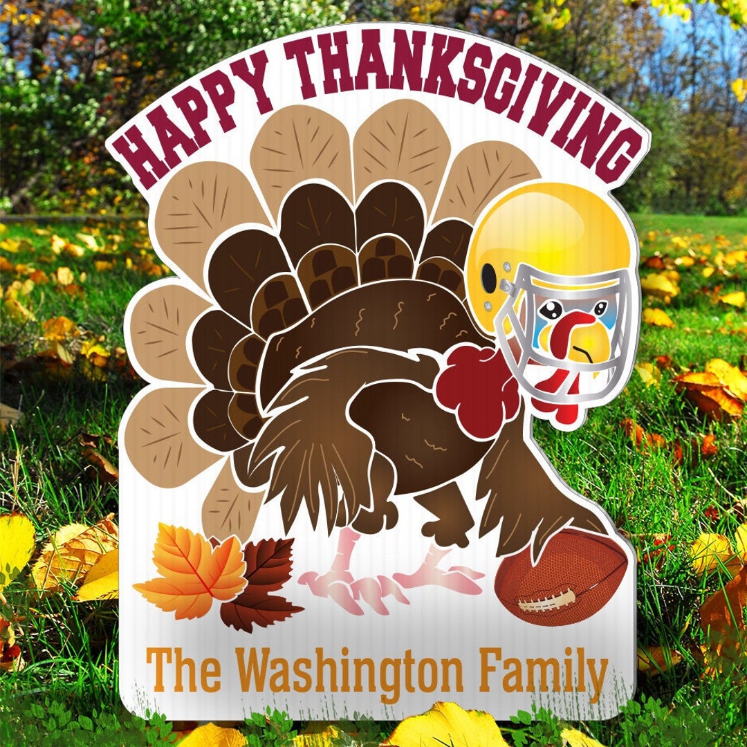 Happy Thanksgiving Football Turkey Sign, Football Thanksgiving Decor