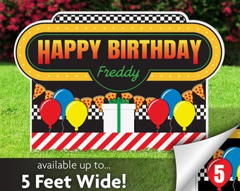 Pizza Party Birthday Lawn Sign, Personalized Prop