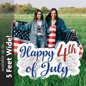 Happy 4th of July Sign with fireworks, Yard Decor, Independence Day Sign, Yard & Lawn Sign, Decor, 4th of July Party Decoration, American
