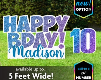 Personalized Happy Birthday and Number Lawn Sign, Yard Sign, banner, custom decoration for indoor or outdoor, Birthday Yard Card, Gift