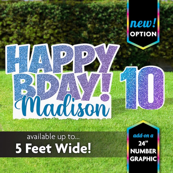 Personalized Happy Birthday and Number Lawn Sign, Yard Sign, banner, custom decoration for indoor or outdoor, Birthday Yard Card, Gift
