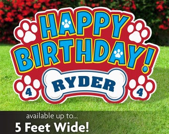 Puppy Paws Birthday Lawn Sign: Personalized Party Decoration