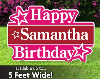Doll Box Birthday Lawn Sign, Jumbo Pink & Red Yard Card
