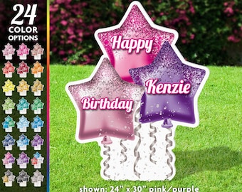 Happy Birthday Personalized Yard Sign, Custom Lawn Decoration, Corrugated Plastic, Printed
