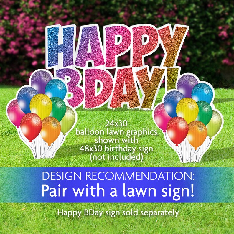 Glitter Balloon Yard Sign Yard Card Balloon Lawn Flair and Etsy