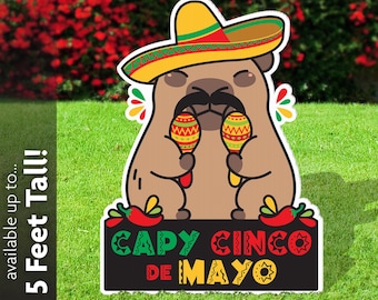 Capybara "Capy" Cinco de Mayo Lawn Sign, Party Photo Prop, Corrugated Plastic, Printed