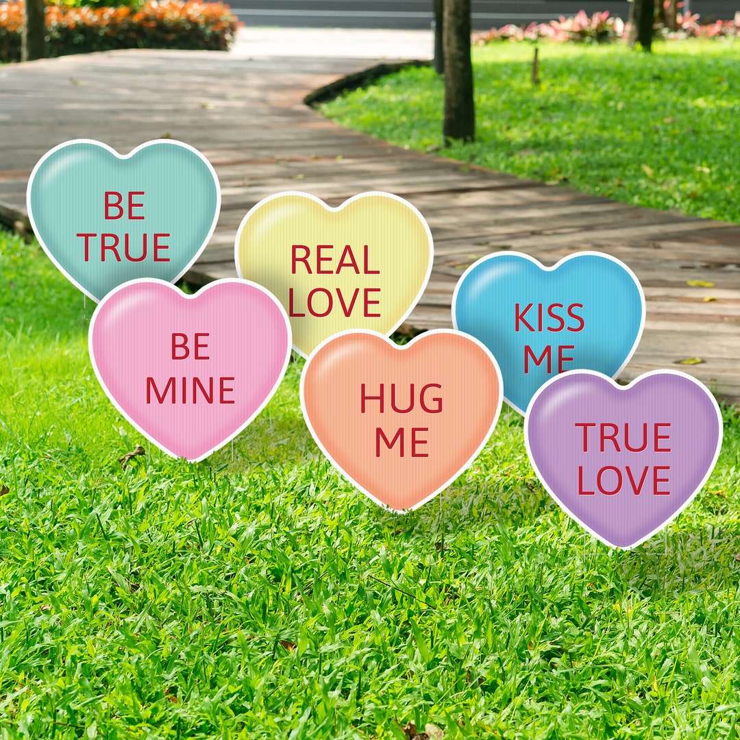 Candy Heart Signs for Lawn Sign or Yard Sign, Banner, Yard Card
