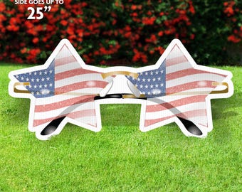 American Flag Sunglasses Lawn Sign, Patriotic Decor, Printed