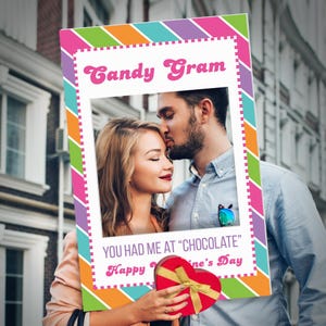Candy Gram, Printed, Selfie, Personalized Valentines Day Selfie Frame, Instagram Frame, Photo Booth Prop, Candy Party Prop, Celebrate Love