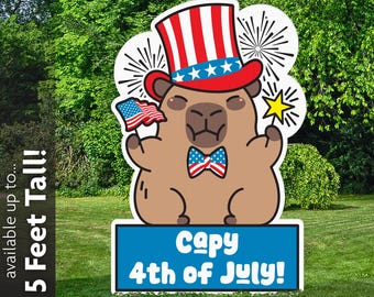 Capybara "Capy" 4th of July Lawn Sign, Patriotic Party Decor, Corrugated Plastic, Printed