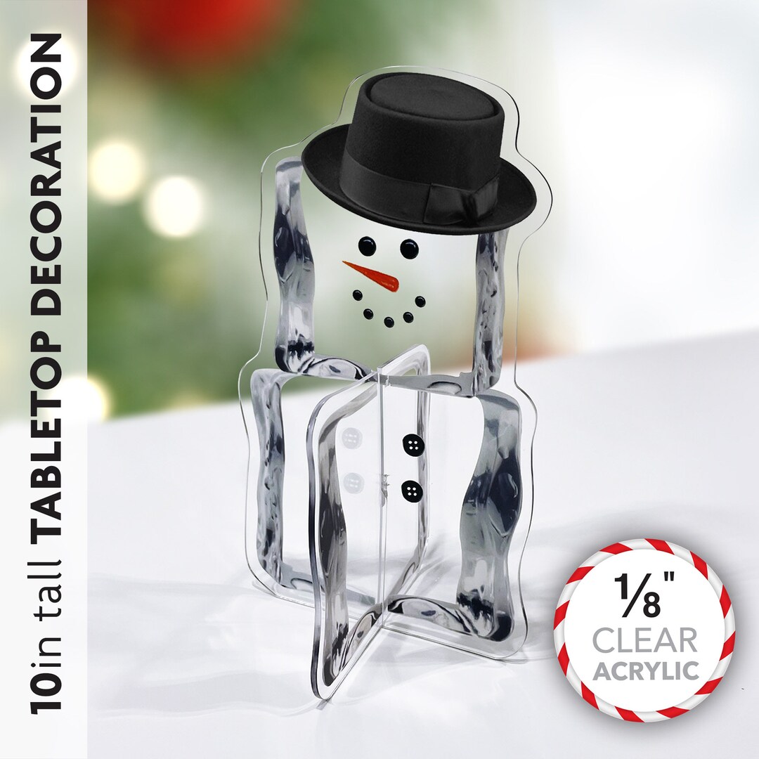 Set of 8 Silver & Gold Ice Cube Snowman Tabletop Decor