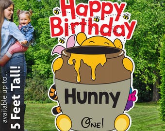 Honey Bear & Friends Birthday Lawn Sign, Photo prop, Birthday Party Decor, Corrugated Plastic, Printed
