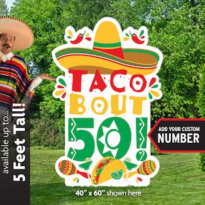 Taco Bout Birthday Lawn Sign, Yard Sign, Yard Card, Birthday Party Decoration, Photo Prop