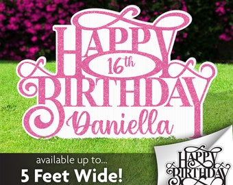 Happy Birthday Personalized Yard Sign, Party Lawn Decor