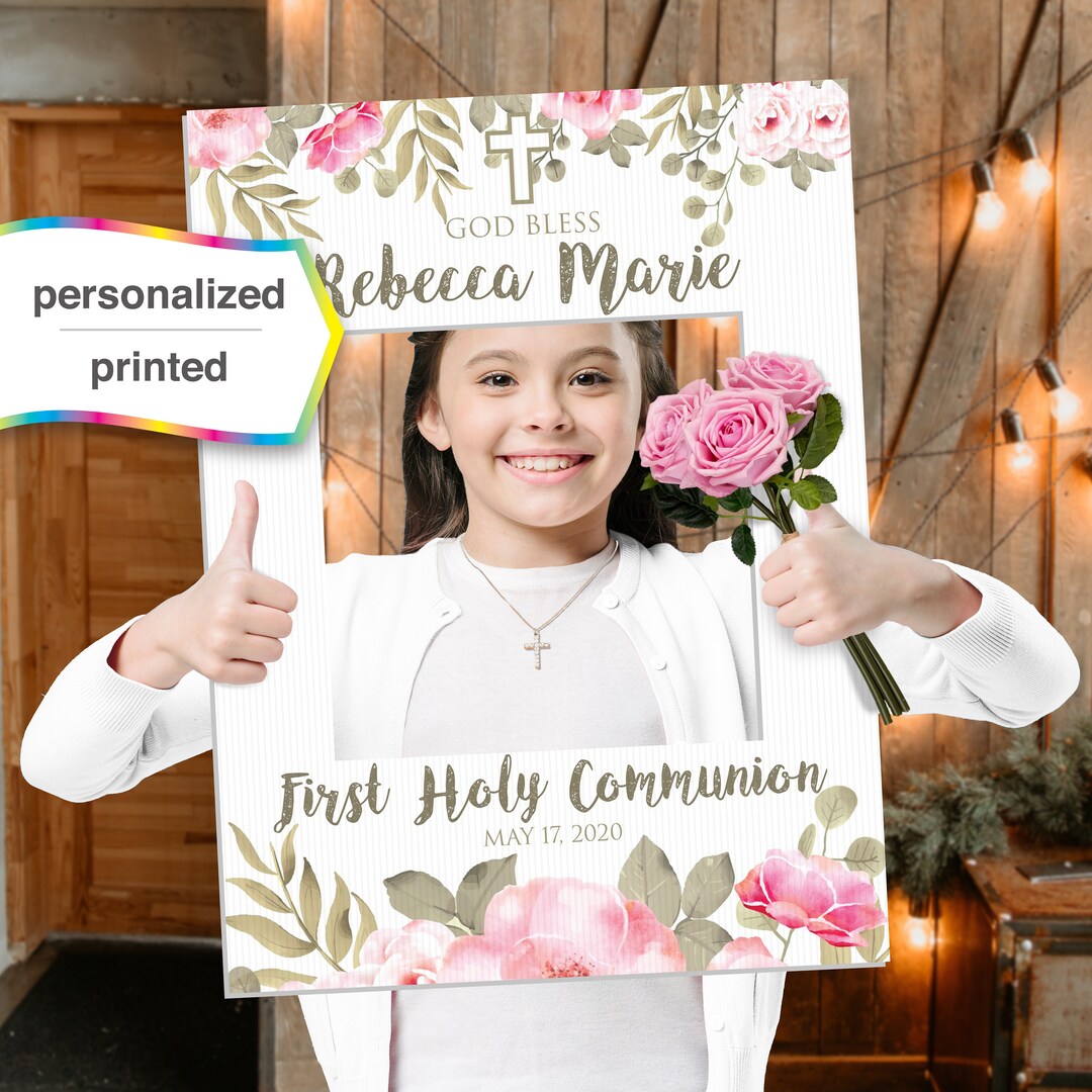 First Communion, Selfie Board, Personalized Printed Social Media Photo ...