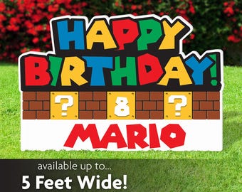 Super Video Game Birthday Lawn Sign, Personalized Party Decoration