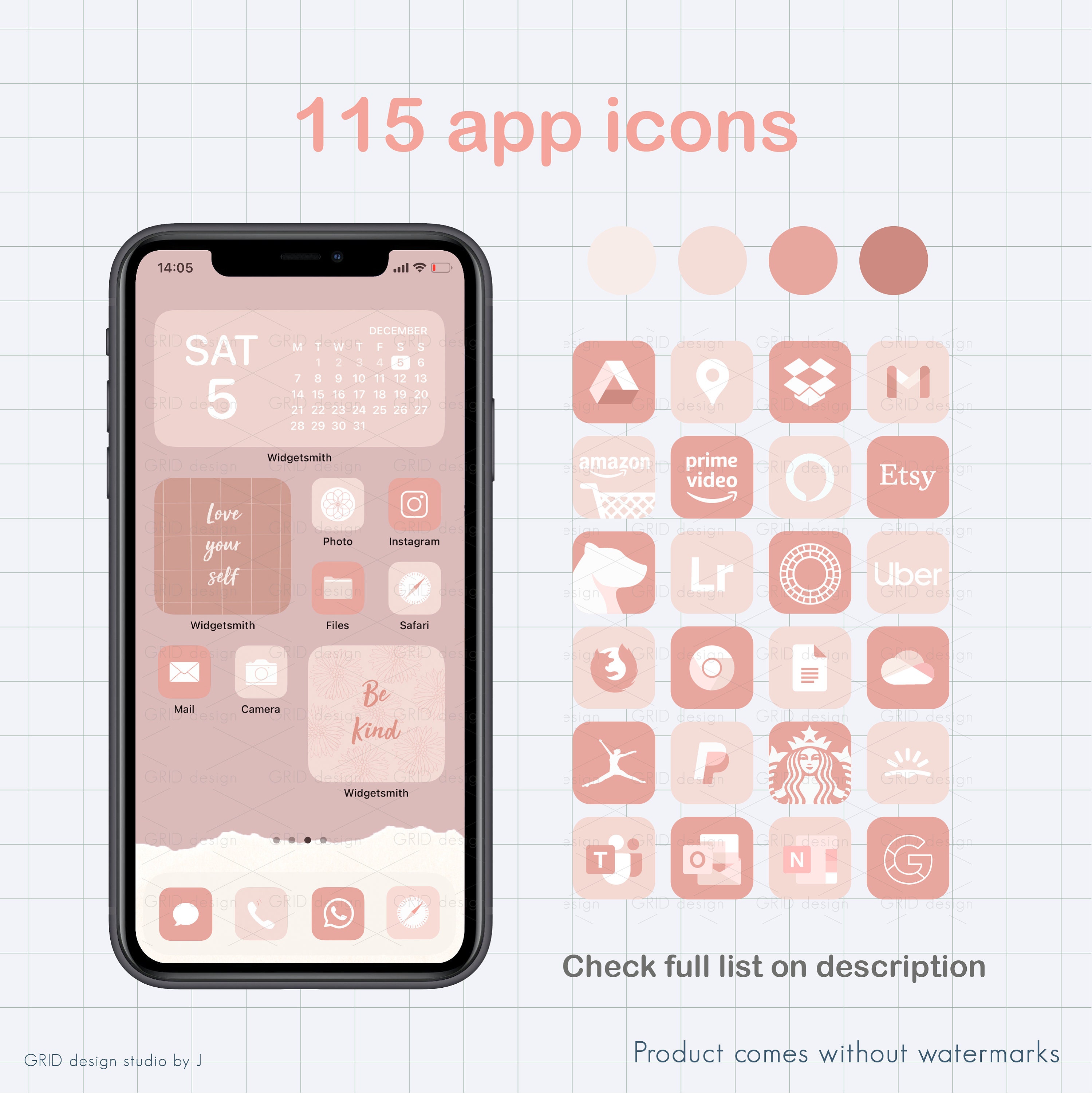 Blush pink iphone app icons widget images and wallpapers for Etsy