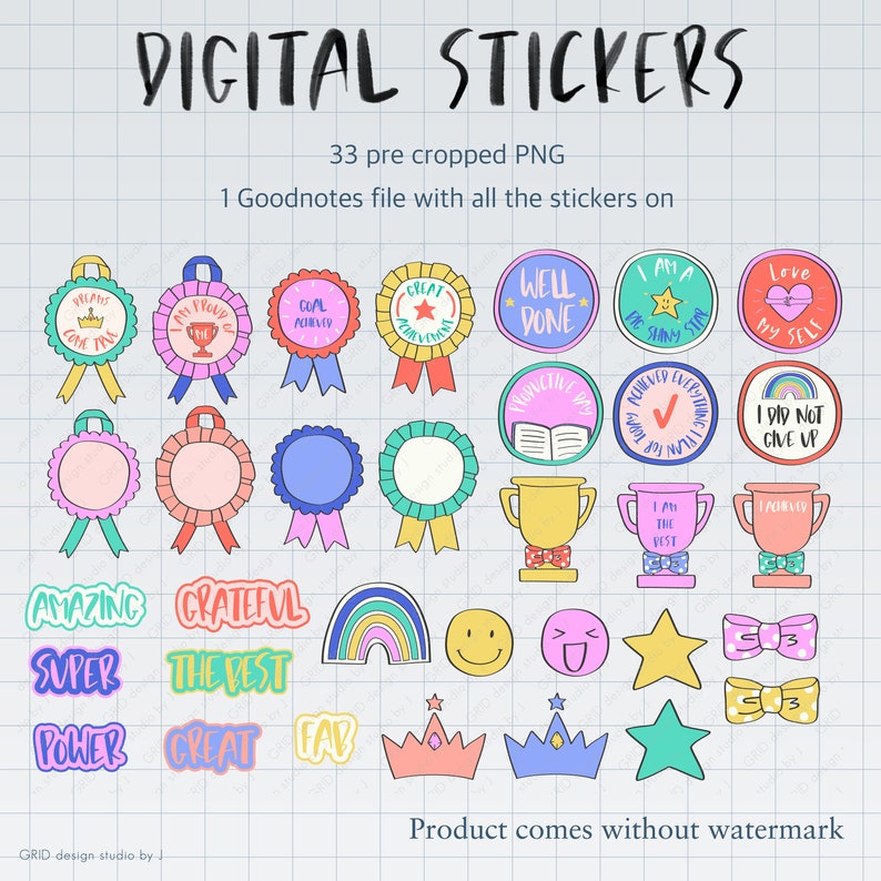 ACHIEVEMENT Digital Stickers for Digital Bujo and Digital Planner on