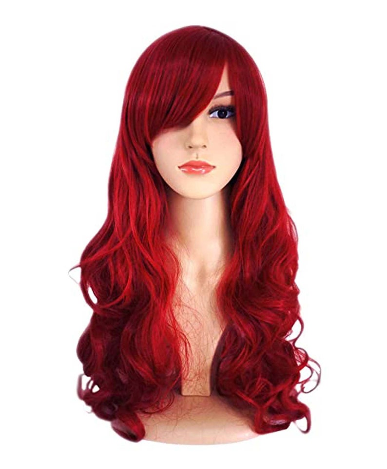 Long Wavy Hair Wig Dark Wine Red Wig Soft Heat Resistant Etsy