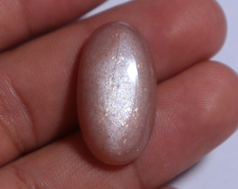Peach Moonstone Cabochon: Oval Gemstone for Jewelry Making (27x15x7 mm, 23.35 Carat)