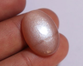 Peach Moonstone Cabochon: Oval Gemstone for Jewelry Making (25x18x7 mm, 23.70 Carat)