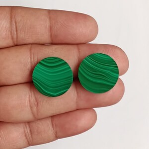 Natural Malachite Round Coin Cabochon Gemstone, Malachite Smooth Both Side Cut and Polished Coin Shape, Malachite Coin Making Jewelry
