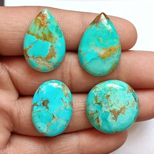 4 Pcs Lot of Arizona Turquoise Multi Shape Arizona Copper Turquoise Cabochon Gemstone Natural Arizona Turquoise Gemstone for Jewelry Making