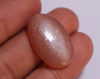 Peach Moonstone Cabochon: Oval Gemstone for Jewelry Making (27x17x5.7mm, 20.90 Carat