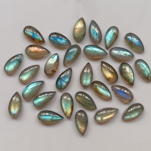 Natural Labradorite Cabochon Pear shape Calibrated Labradorite Loose Stone for Beads wholesale Smooth labradorite lot for Jewelry Making