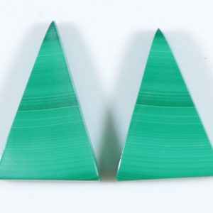 1 Pair, 22x14mm, Malachite Cabochon, Natural Malachite Gemstone, Triangle Shape Malachite Earrings, Malachite Loose stone for Jewelry Making