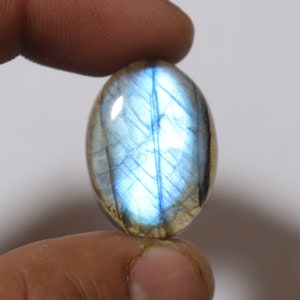 Blue Flashy Labradorite Cabochon Oval Shape 1 Piece Natural Labradorite Loose Stone Polished Labradorite for Jewelry Making, 26x19x6.5 mm