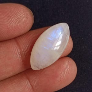 Flashy Blue Rainbow Moonstone Cabochon: Marquise Gemstone (26x13x7 mm)