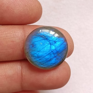 Labradorite Cabochon Labradorite Gemstone, Round Shape Labradorite, Blue Labradorite Gemstone, Labradorite for Jewelry Making, 21x21x6 mm