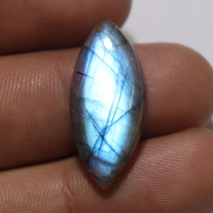 Blue Flashy Labradorite Cabochon Marquise Shape 1 Piece Natural Labradorite Loose Stone Polished Labradorite for Jewelry Making, 27x12x5 mm