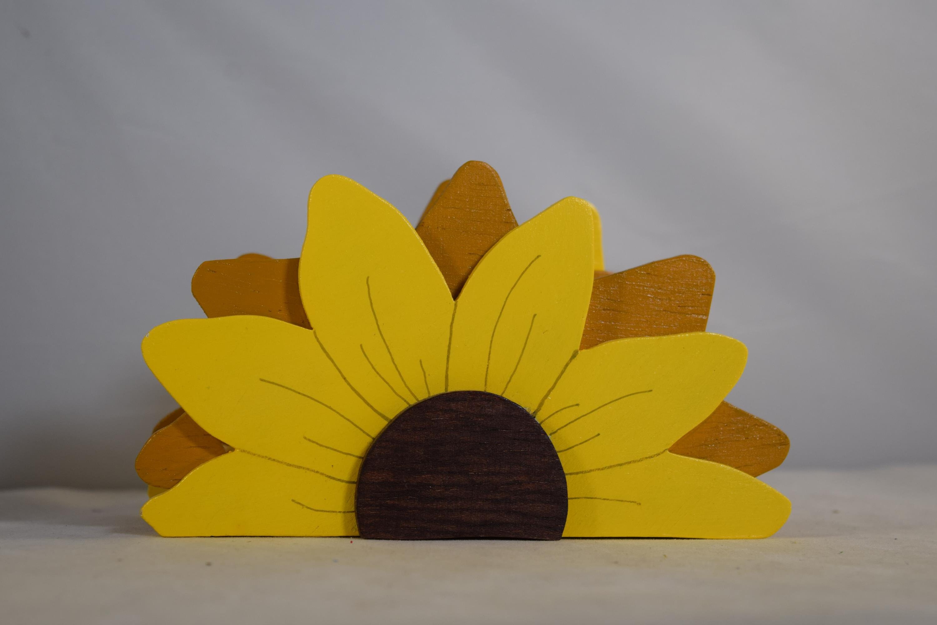 Porte-Serviette en Bois Forme de Tournesol, Cadeau Idéal , Bel Ornement Table, Élégant