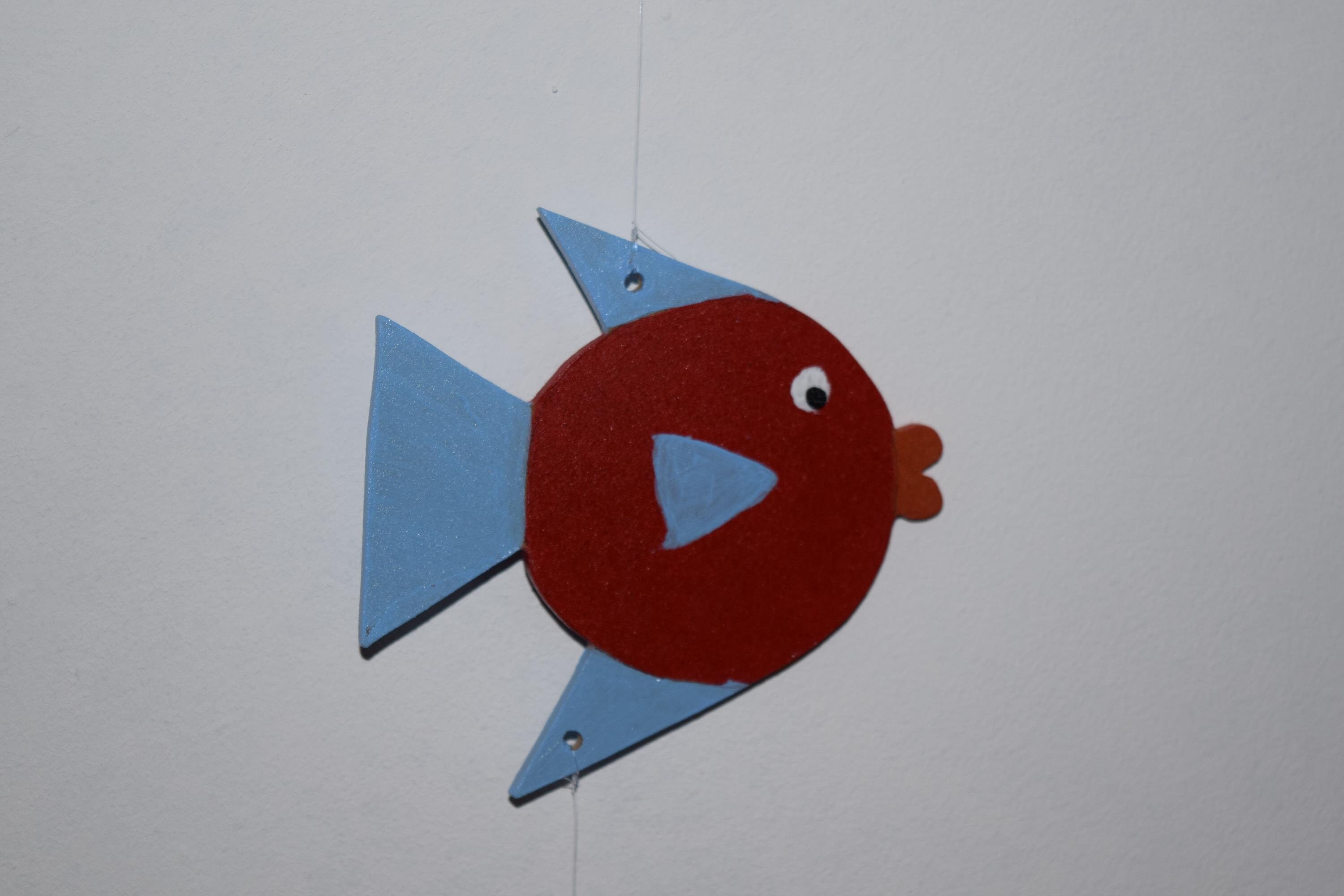 Móvil de 5 peces colgados del techo de madera adorno | Etsy