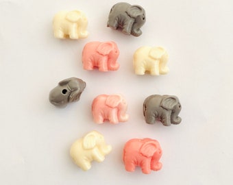 Elephant Faux Coral Bead 1pc or 3pc Mixed Sets
