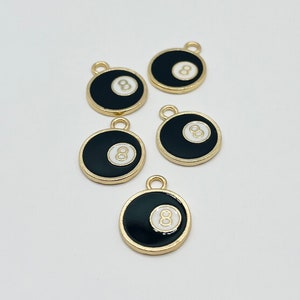 8Ball Gold Charm Number 8 Billiards