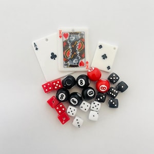 Sm Vegas Kit - Charms and Beads 8Ball Beads / Card Charms / Dominos Dice Charms