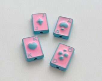 Pink/Blue Rectangle Poker Beads Alloy