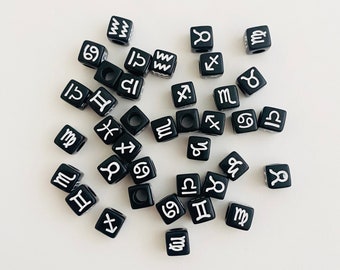 Square Zodiac Mix Spacer Beads (Black & White)