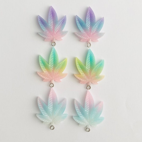 1-2pc Ombré Hemp/Pot Leaf Resin Charms - Marijuana Charms Pendants