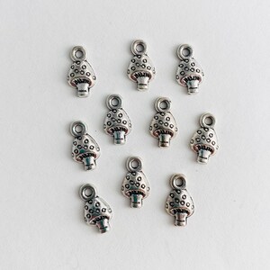 10pc Tiny Mushroom Charms Silver