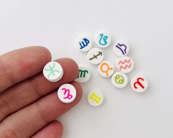 30pc Zodiac Mix Clay Beads White/Colorful