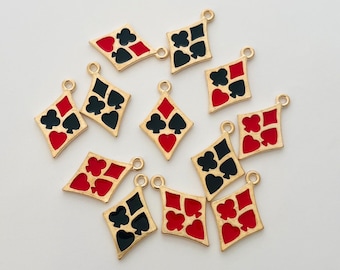 4pc Playing Card Charm Sets (Diamond Shape)