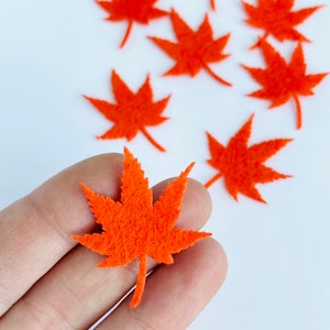 10pc Tiny Felt Faux Pot/Hemp Leaves Orange Embellishments
