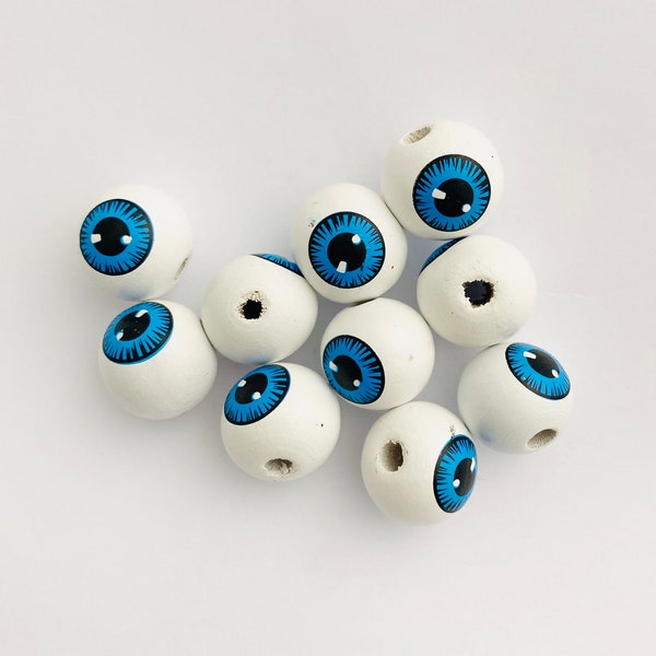 10pc Wood Eyeballs Beads 16mm