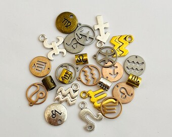 20pc Mix Zodiac Charms / Astrology Sign Pendants